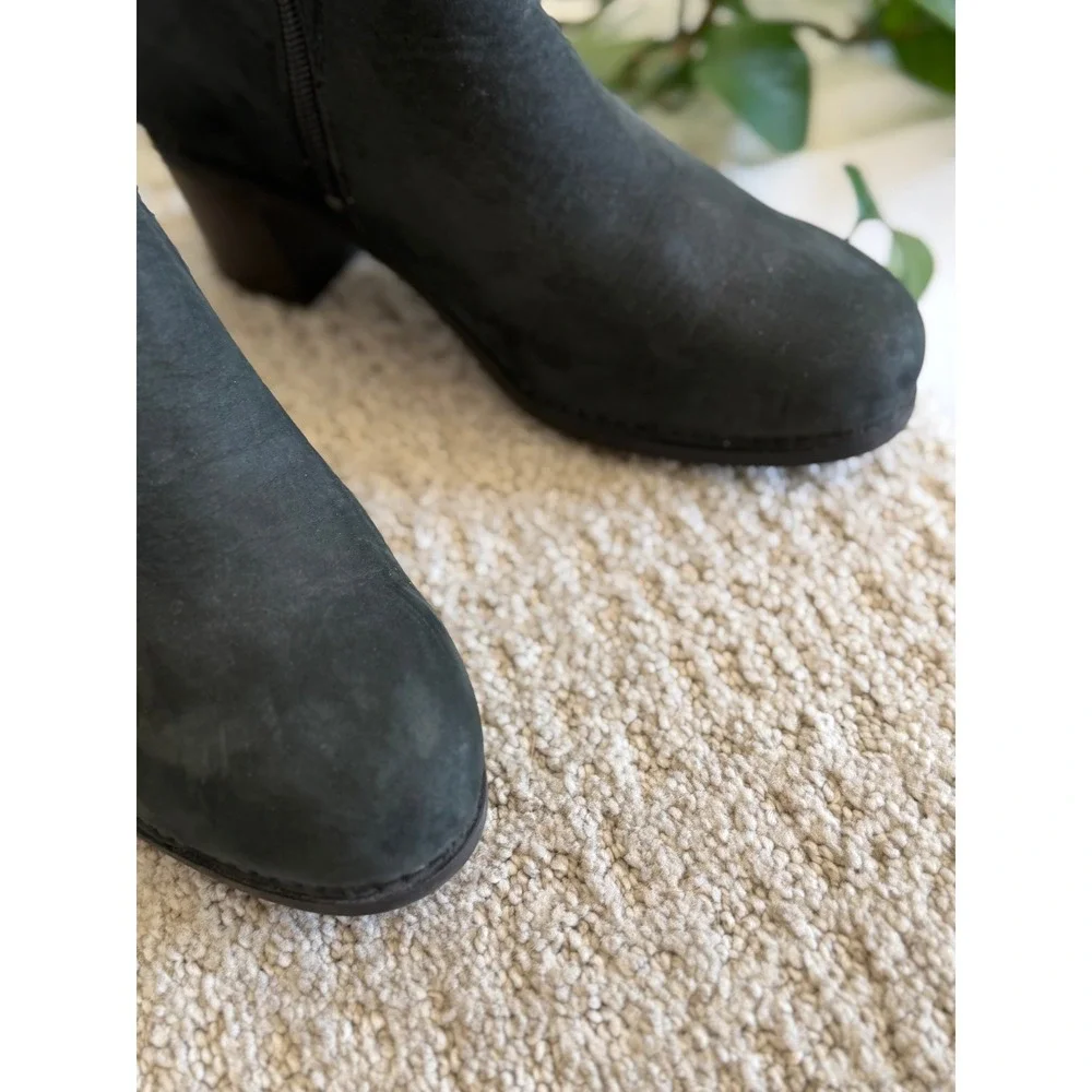 Dansko Hartley Black Nubuck Buckle Ankle Boots Side Zip Block Heel 7.5-8 EU 38